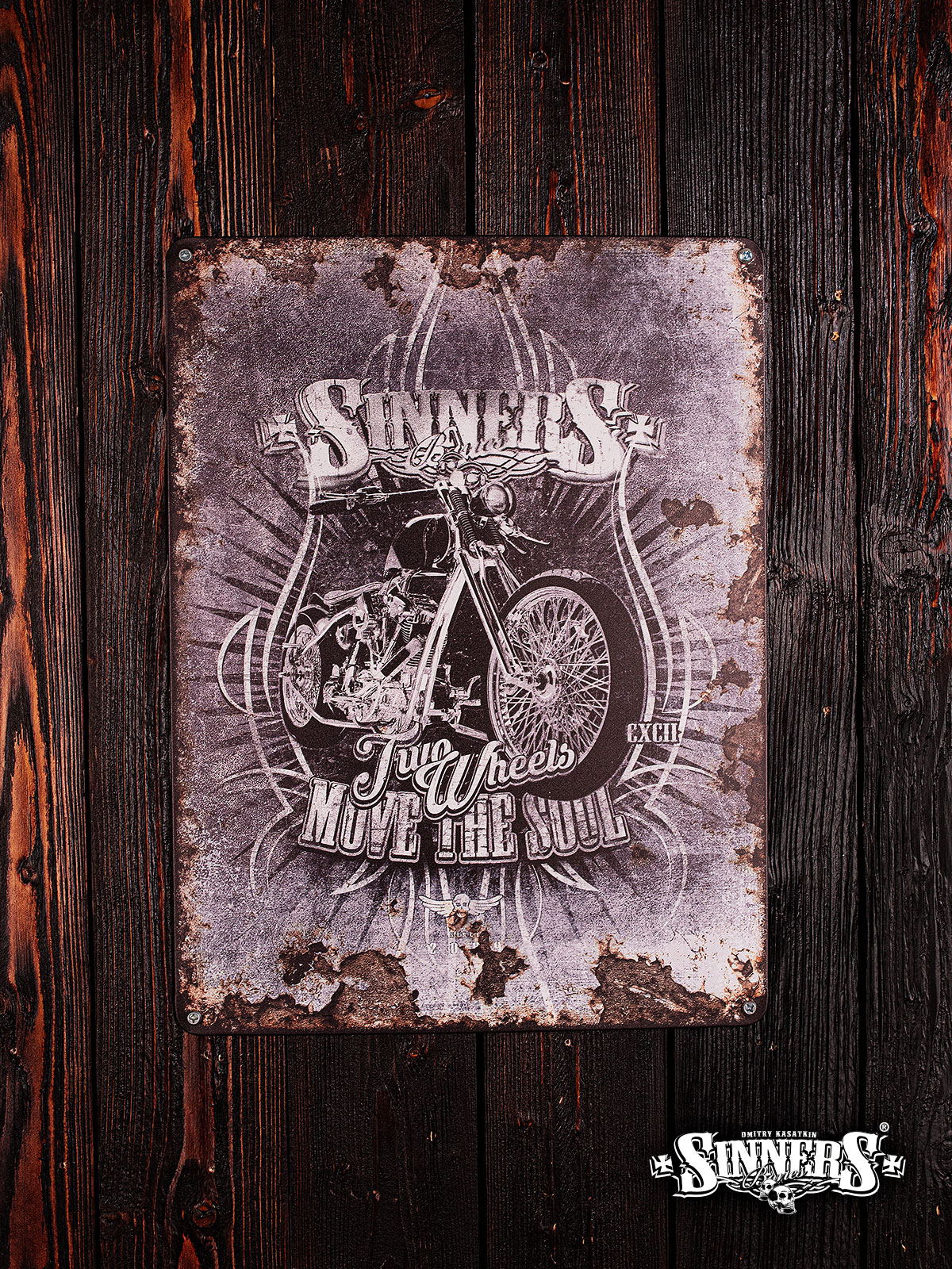 Жестяная Табличка "Two Wheels Move the Soul"