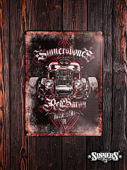 Жестяная Табличка "HOT ROD - RED BARON"